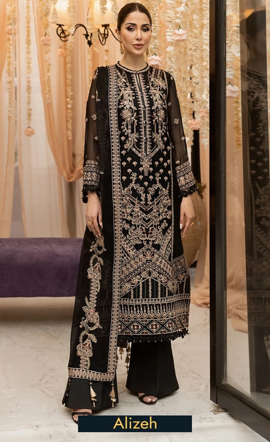Alizeh Embroidered Chiffon V01D04 Dress 1