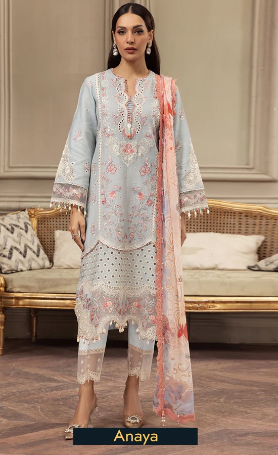 Buy Anaya by Kiran Chaudhry Embroidered Chiffon Zunaira Dress Now 3