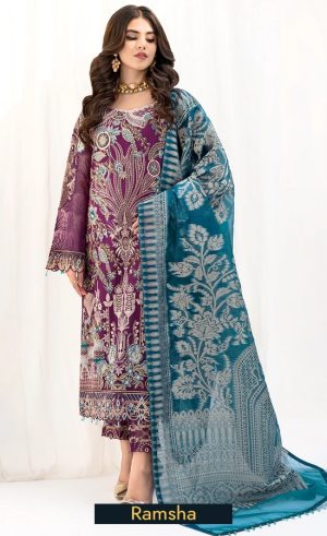 Buy Ramsha Embroidered Chiffon A611 Dress Now 3
