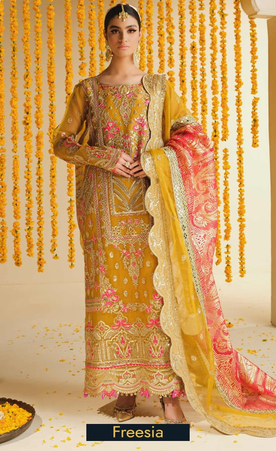 Freesia Premium Embroidered Organza Kalakand Dress 3