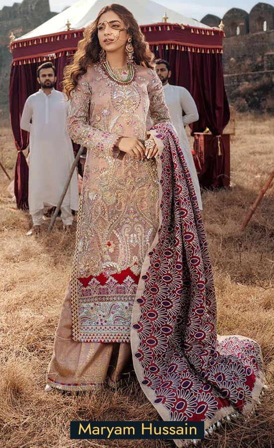 Maryam Hussain Hand Embroidered Net MH Heer Dress 3