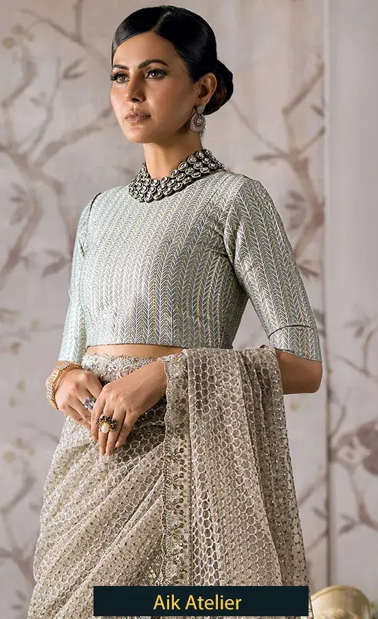 Gray Color Saree For Wedding Guests (4)