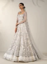White Bridal Peshwas with Silver Embroidery Video