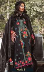Embroidered Linen - DL-1007-Black and Pink