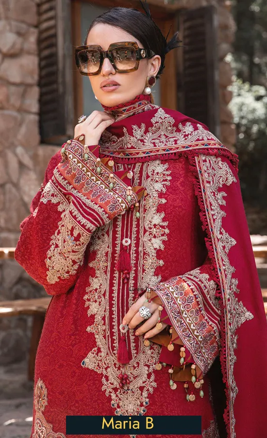 Embroidered Linen - DL-1008-Maroon
