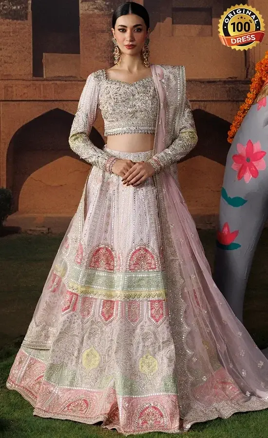Indo Western Ghagra For Wedding Guests Indo Western ghagra dress with intricate embroidery, threadwork and elegant finishing