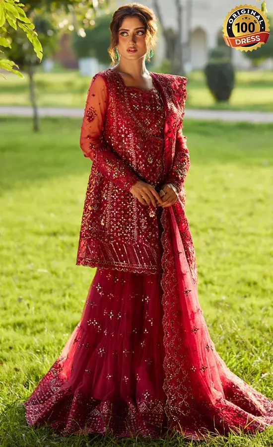 Red Colour Sharara For Wedding Guests (1) Red Colour Sharara For Wedding Guests (1)