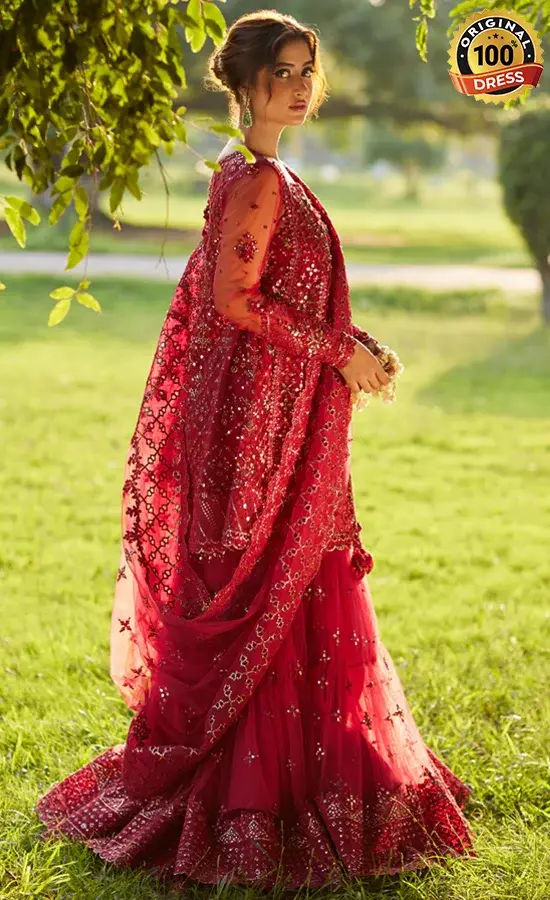 Red Colour Sharara For Wedding Guests (2)