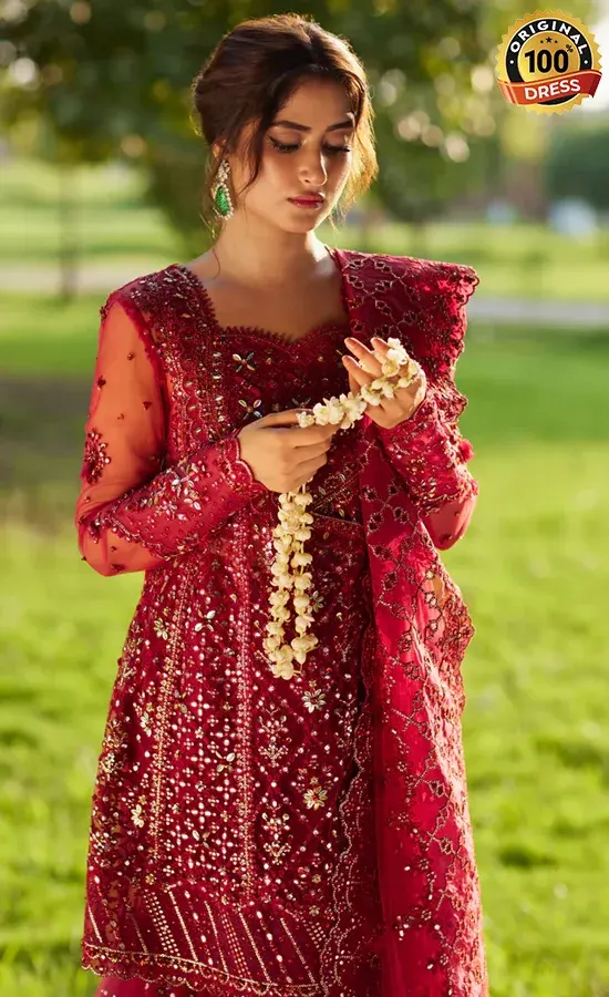 Red Colour Sharara For Wedding Guests (4)