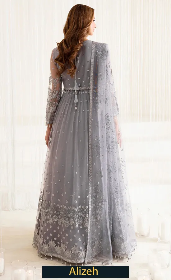Grey Maxi Dress by Alizeh - Buy Now Online in UK