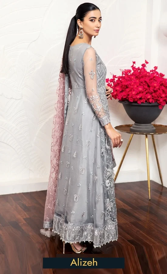 Alizeh Embroidered Net Bella Rose Dress 3