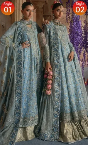 Angrakha style frock for wedding guests with elegant embroidery, chatta patti and tassel detailing