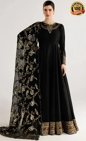 Black Colour Anarkali Dress For Wedding Guests (2)