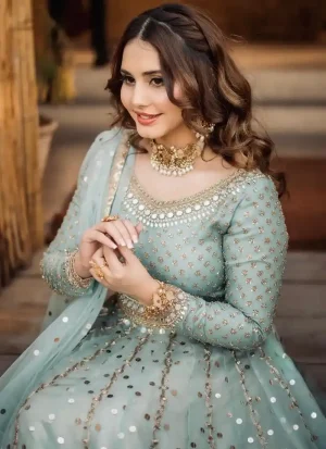 Blue Pakistani Bridal Frock
