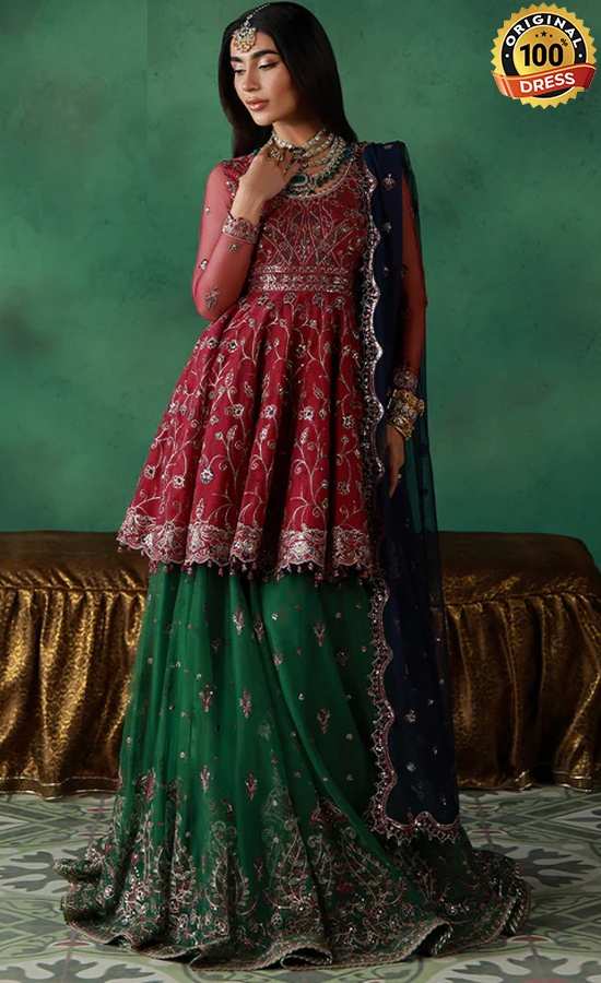 Green Sharara For Wedding Guests Green sharara for wedding guests with elegant embroidery and patchwork detailing