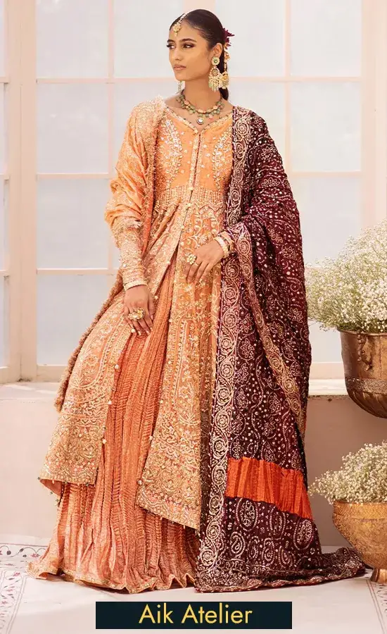 Orange Colour Lehenga Choli for Wedding Guests (1)