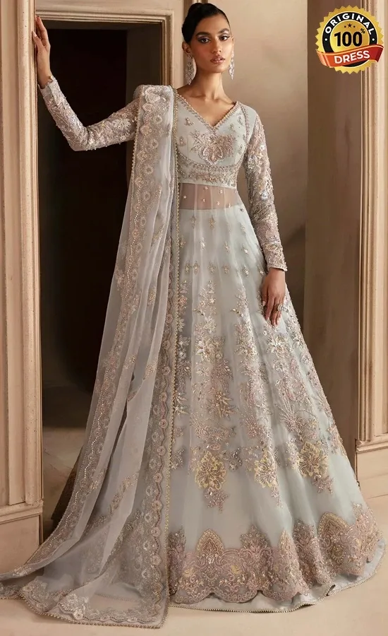 Sea blue colour lehenga choli for wedding guests with elegant embroidery and traditional detailing