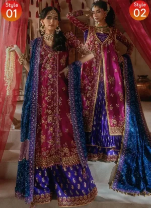 Royal blue salwar kameez featuring hand embroidery, Kiran lace and patchwork detailing