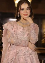Baby Pink Bridal Gown with Long Trail Video