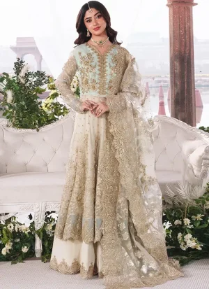 Green maxi dress for wedding guests with hand embroidery and elegant traditional detailing