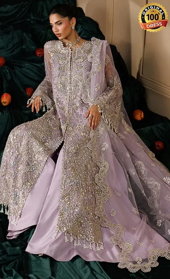 Lilac Pakistani Dress For Wedding Guests (1)