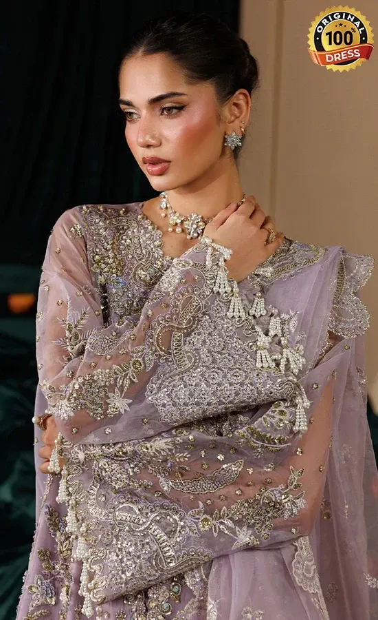 Lilac Pakistani Dress For Wedding Guests (2)
