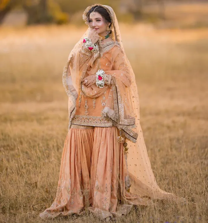 Peach Bridal Farshi Gharara Peach Bridal Farshi Gharara