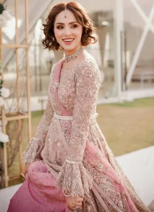 Pink Side Slit Open Maxi for Nikkah