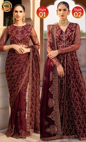 Burgundy Saree For Wedding Guests