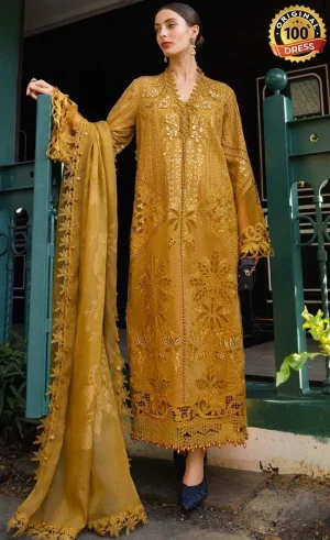 Haldi dress for women for wedding guests with elegant hand embroidery and festive detailing