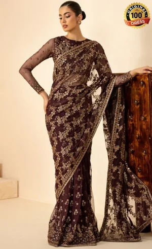 Saree in Purple Colour For Wedding Guests (1)