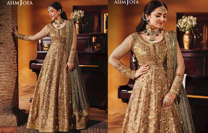Golden Colour Anarkali Dress Golden Colour Anarkali Dress