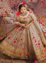 Golden Colour Wedding Gown for Nikkah Video