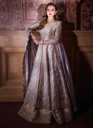 Lilac Open Slit Frock with Lehenga