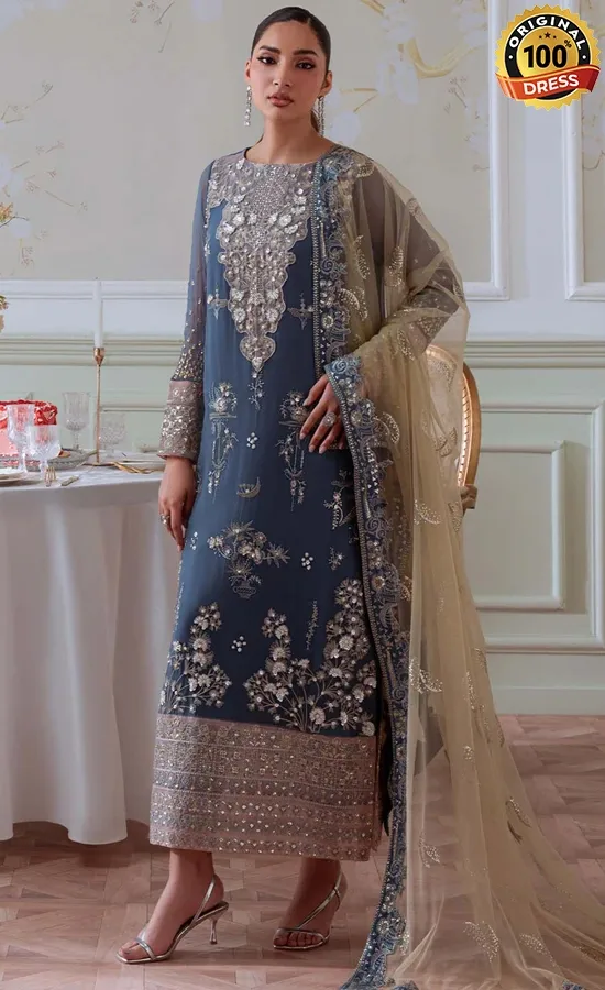 Nureh Embroidered Chiffon NEL-82 Dress (1)