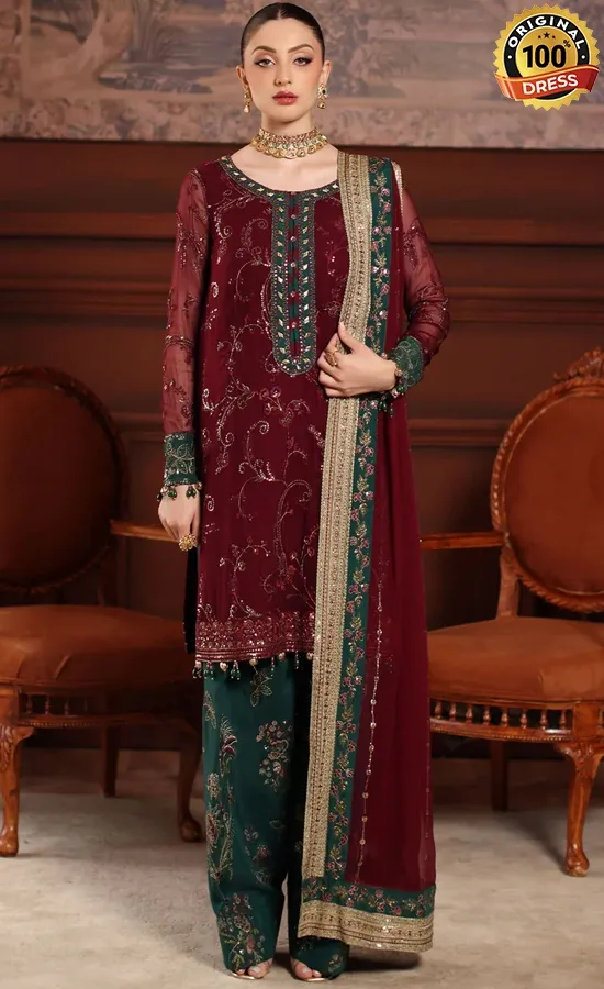 Nureh Embroidered Chiffon NL-90 Dress (4)