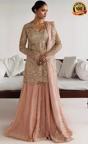 Peach Lehenga For Wedding Guests