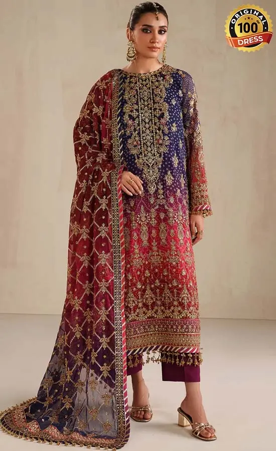 Baroque PK Embroidered Chiffon UF-4369 Dress (3) Baroque PK Embroidered Chiffon UF-4369 Dress (3)