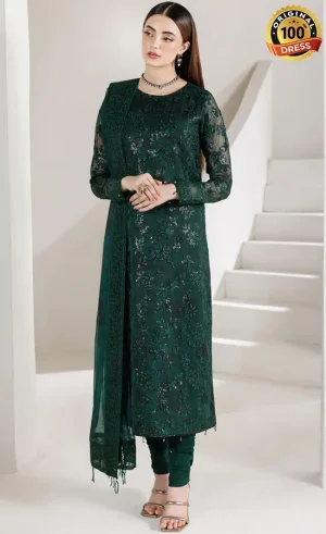 Embroidered Chiffon Jade Majesty Dress (1)