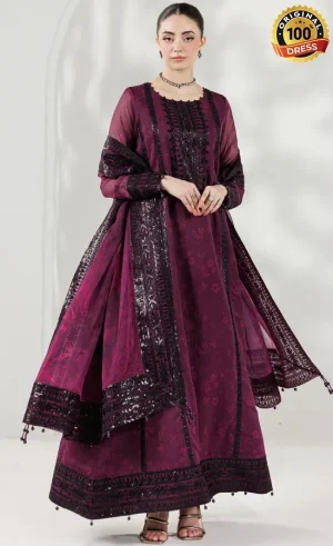 Embroidered Chiffon Violet Eclips Dress (2)