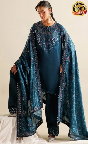 Jazmin Embroidered Raw Silk UR-7062 Dress (1)