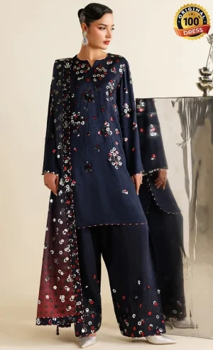 Jazmin Embroidered Raw Silk UR-7064 Dress (4)