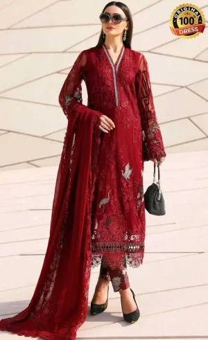 Maria B Embroidered Net D-2607-A Dress (2)