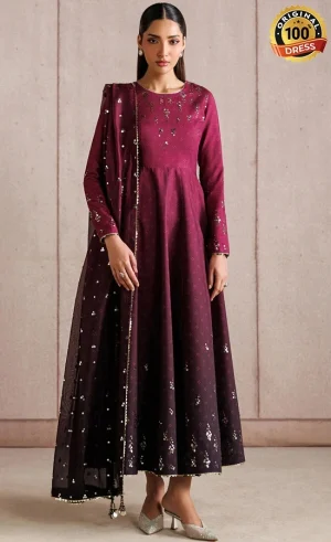 Jazmin Embroidered Raw Silk UR-7073 Dress (1)
