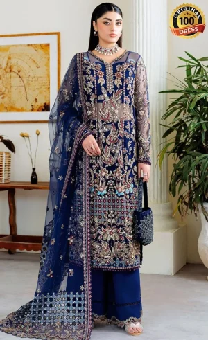 Ramsha PK Embroidered Organza H-507 Dress (2)