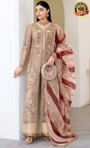Ramsha PK Embroidered Organza H-508 Dress (1)