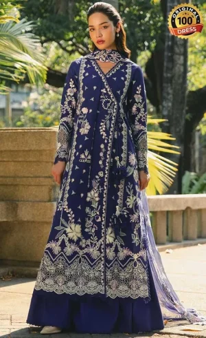 Afrozeh Embroidered Dyed Lawn Aitraaf Dress (2)
