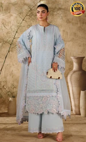 Akbar Aslam Embroidered Lawn Saffron Dress (1)