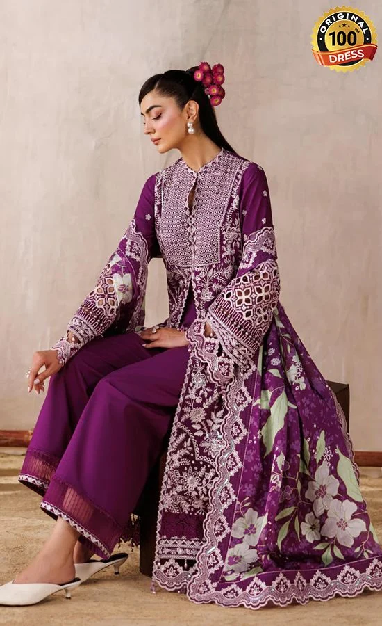 Akbar Aslam Embroidered Lawn Tenebris Dress (1)