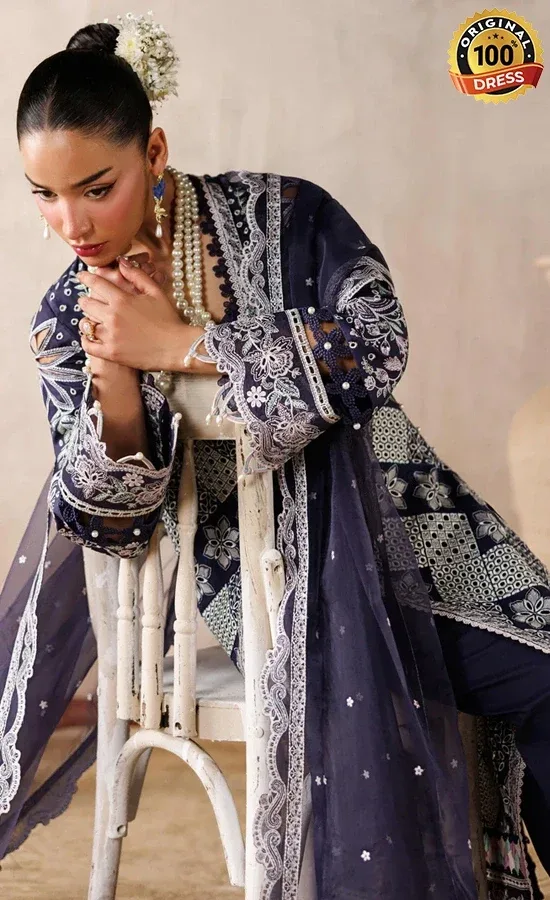 Akbar Aslam Embroidered Lawn Veloure Dress (2)